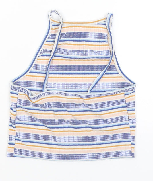 New Look Womens Blue Striped  Cropped Tank Size 6
