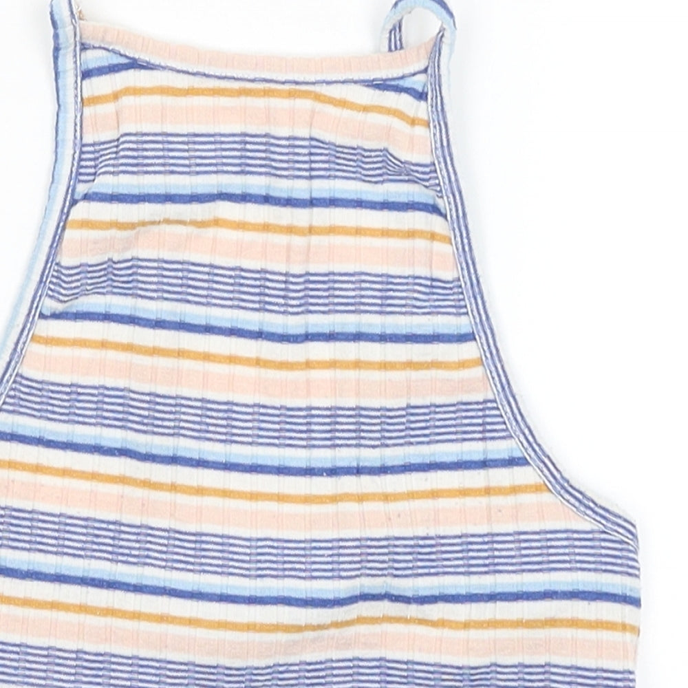 New Look Womens Blue Striped  Cropped Tank Size 6