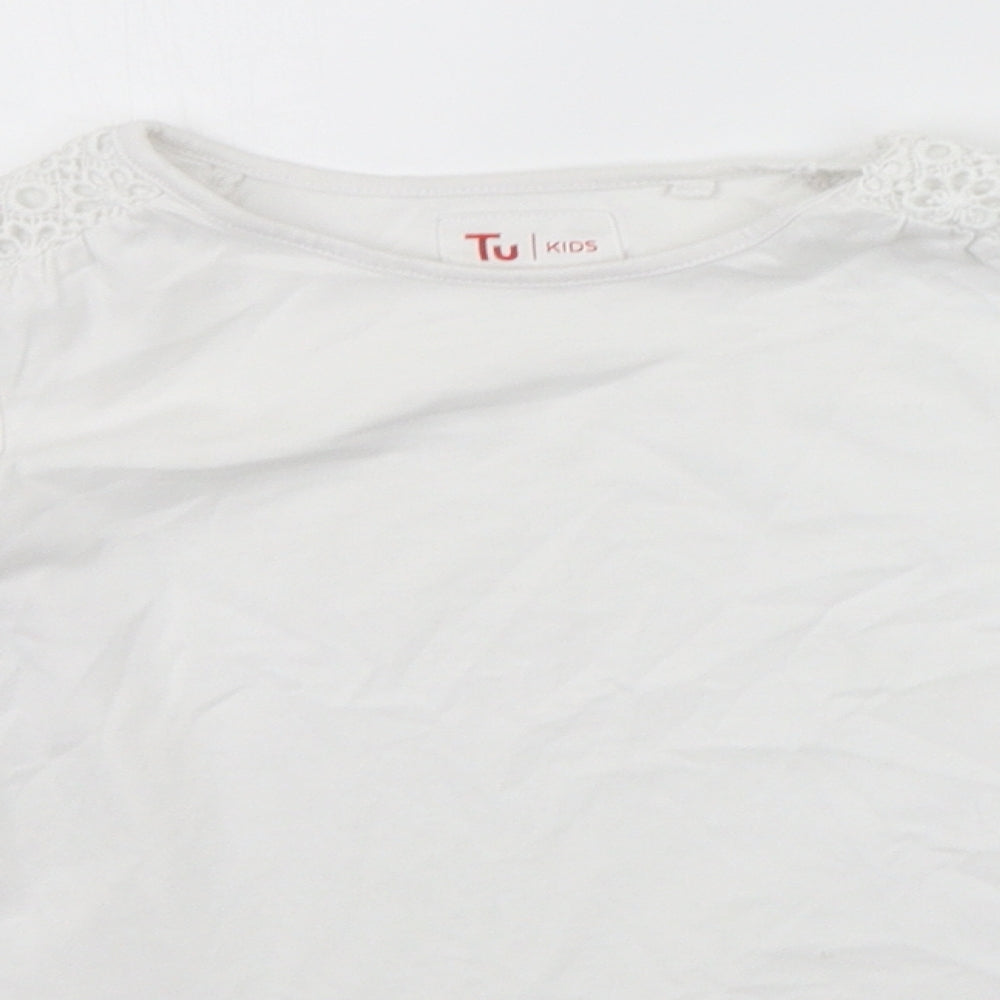 TU Girls White   Basic T-Shirt Size 7 Years