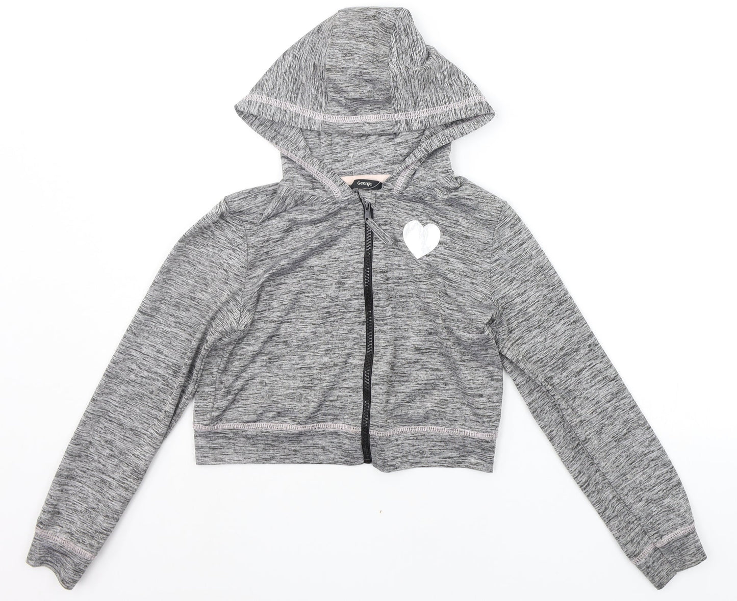 George Girls Grey   Jacket  Size 8-9 Years  - Heart print