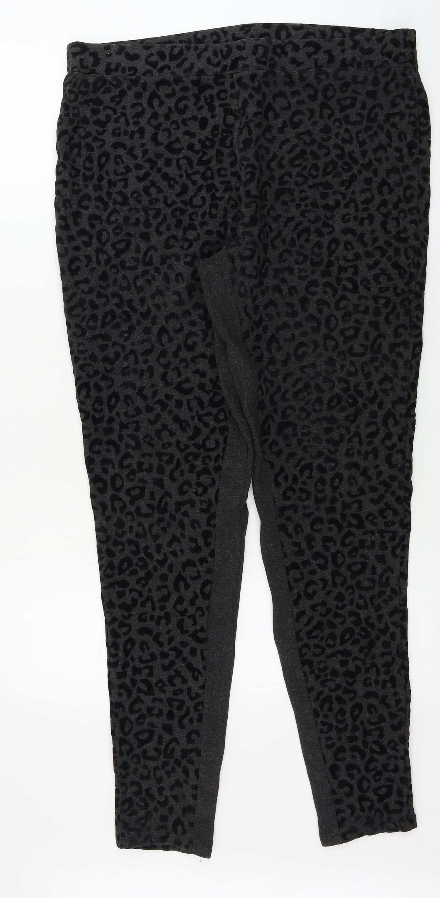 Marks and Spencer  Womens Grey Animal Print  Trousers  Size 18 L28 in
