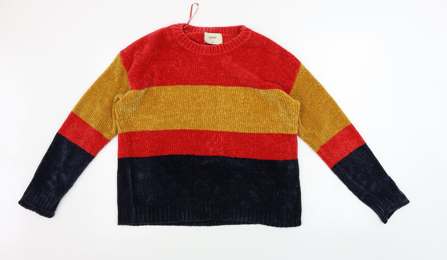 Papaya  Womens Blue Striped  Pullover Jumper Size M