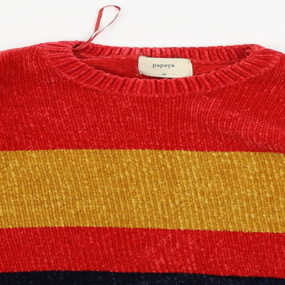 Papaya  Womens Blue Striped  Pullover Jumper Size M