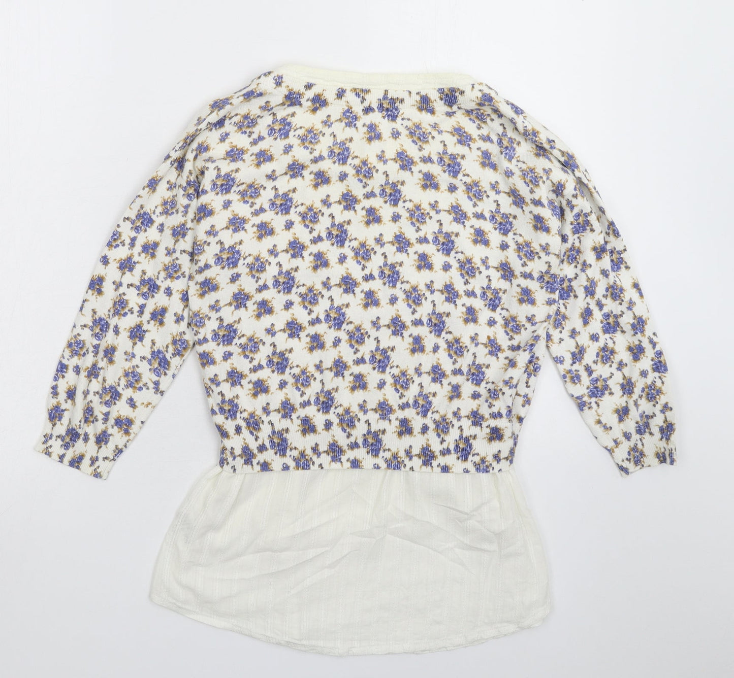 NEXT Womens White Floral Knit Pullover Jumper Size 8