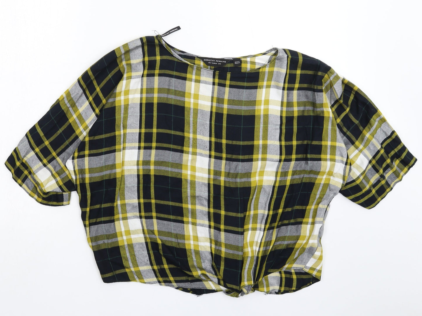 Dorothy Perkins Womens Multicoloured Check  Basic T-Shirt Size 6  - Oversized