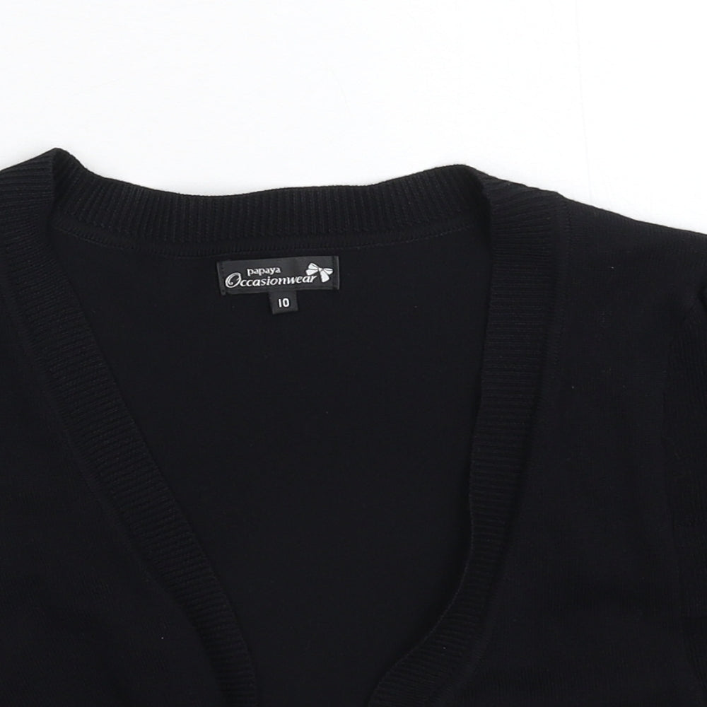 Papaya Womens Black  Knit Cardigan Jumper Size 10