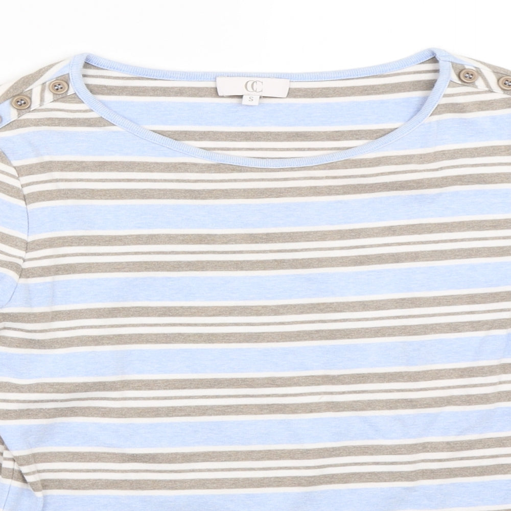 Country Casuals Womens Blue Striped  Basic T-Shirt Size S