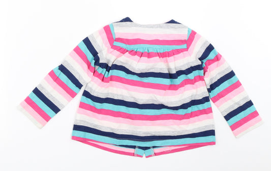 Gap Girls Pink Striped  Cardigan Jumper Size 3 Years