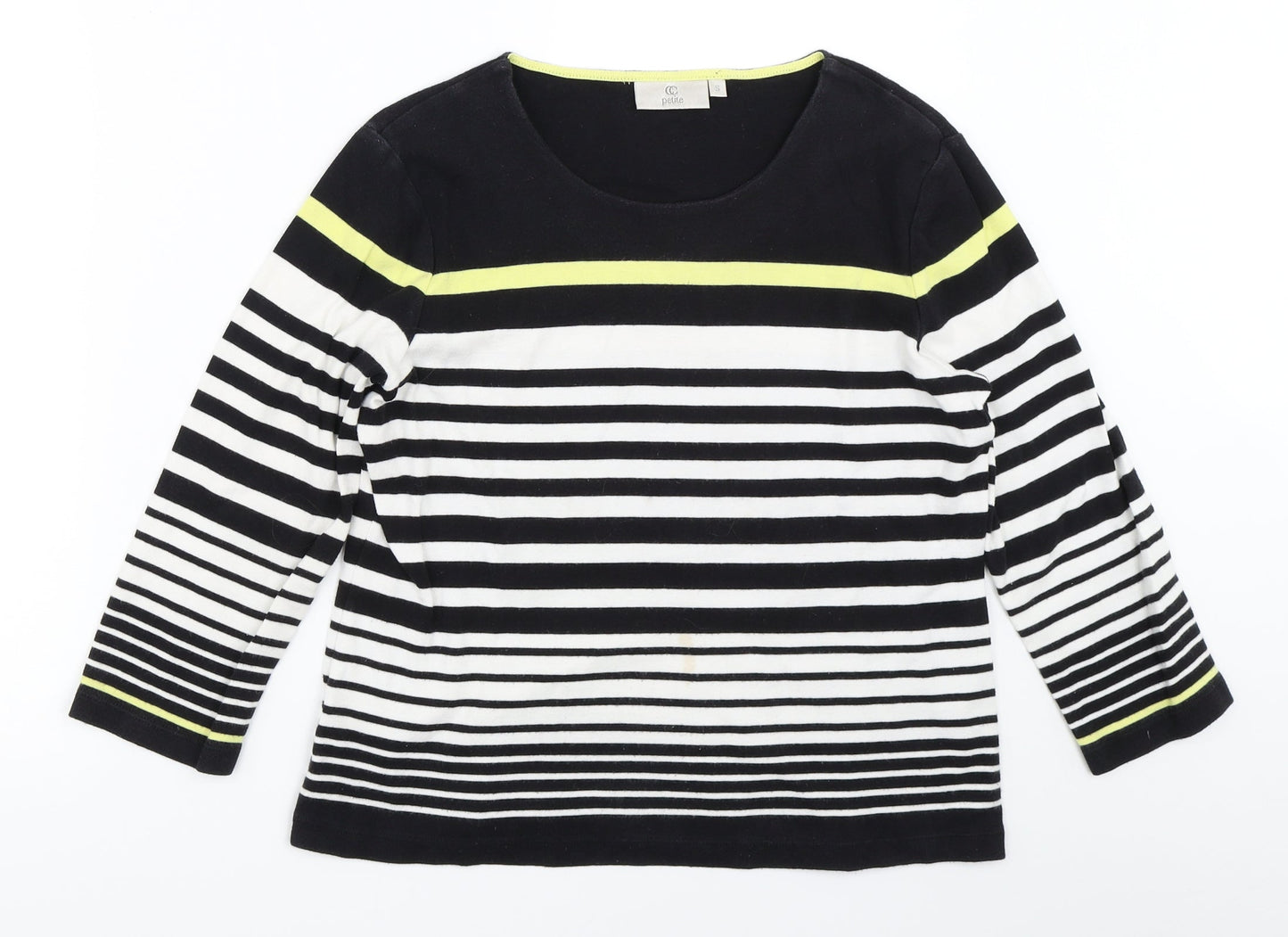 Country Casuals Womens Black Striped  Basic T-Shirt Size S