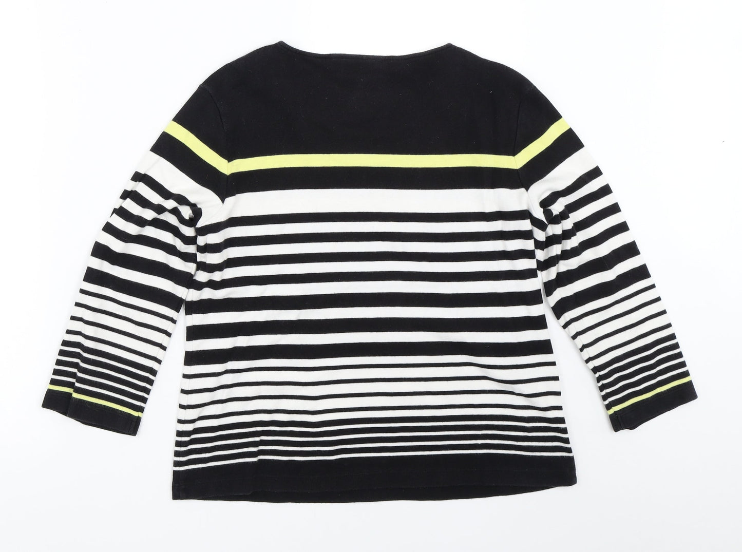 Country Casuals Womens Black Striped  Basic T-Shirt Size S