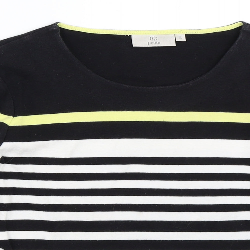 Country Casuals Womens Black Striped  Basic T-Shirt Size S