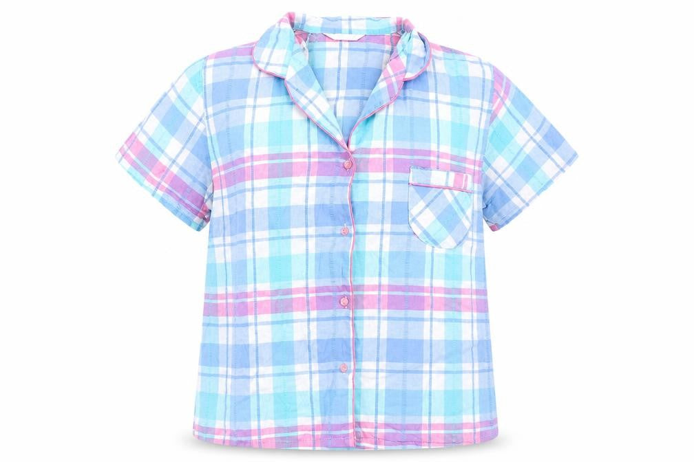 Dunnes Womens Multicoloured Check  Top Pyjama Top Size 8