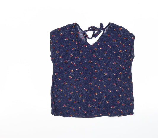 inextenso Womens Blue Floral  Basic Blouse Size 10