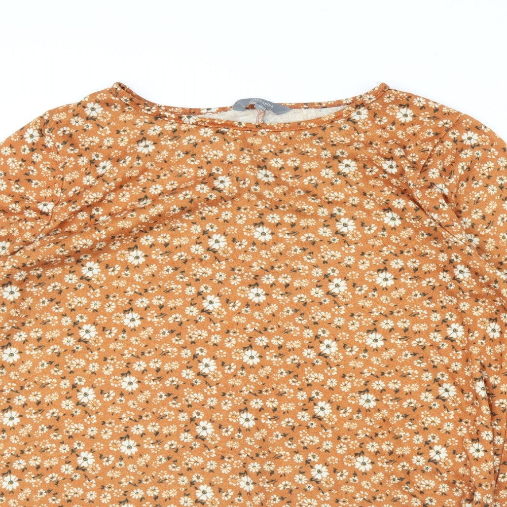 Principles Womens Orange Floral  Pullover Jumper Size 12