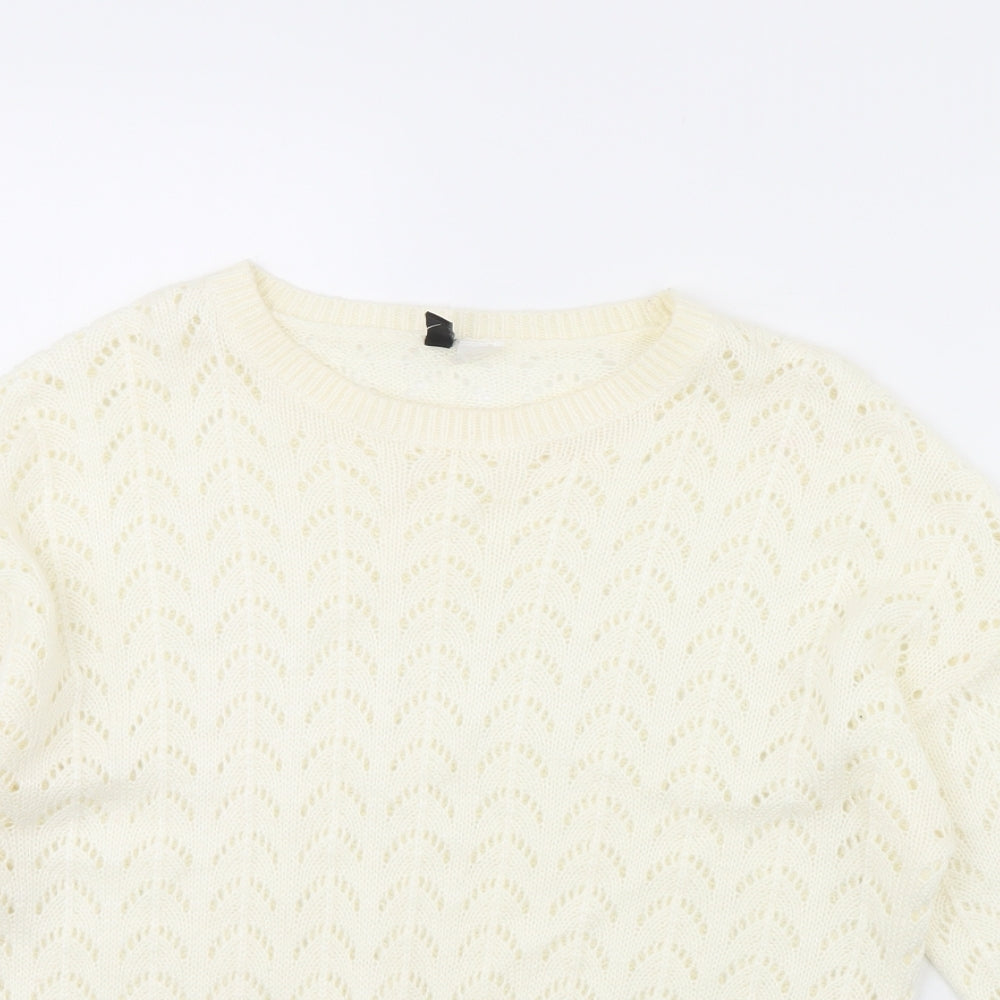 Divided Womens White   Pullover Jumper Size S