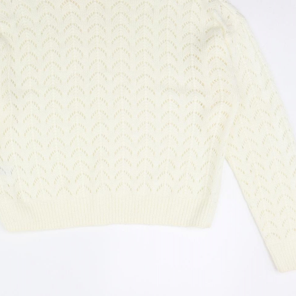 Divided Womens White   Pullover Jumper Size S