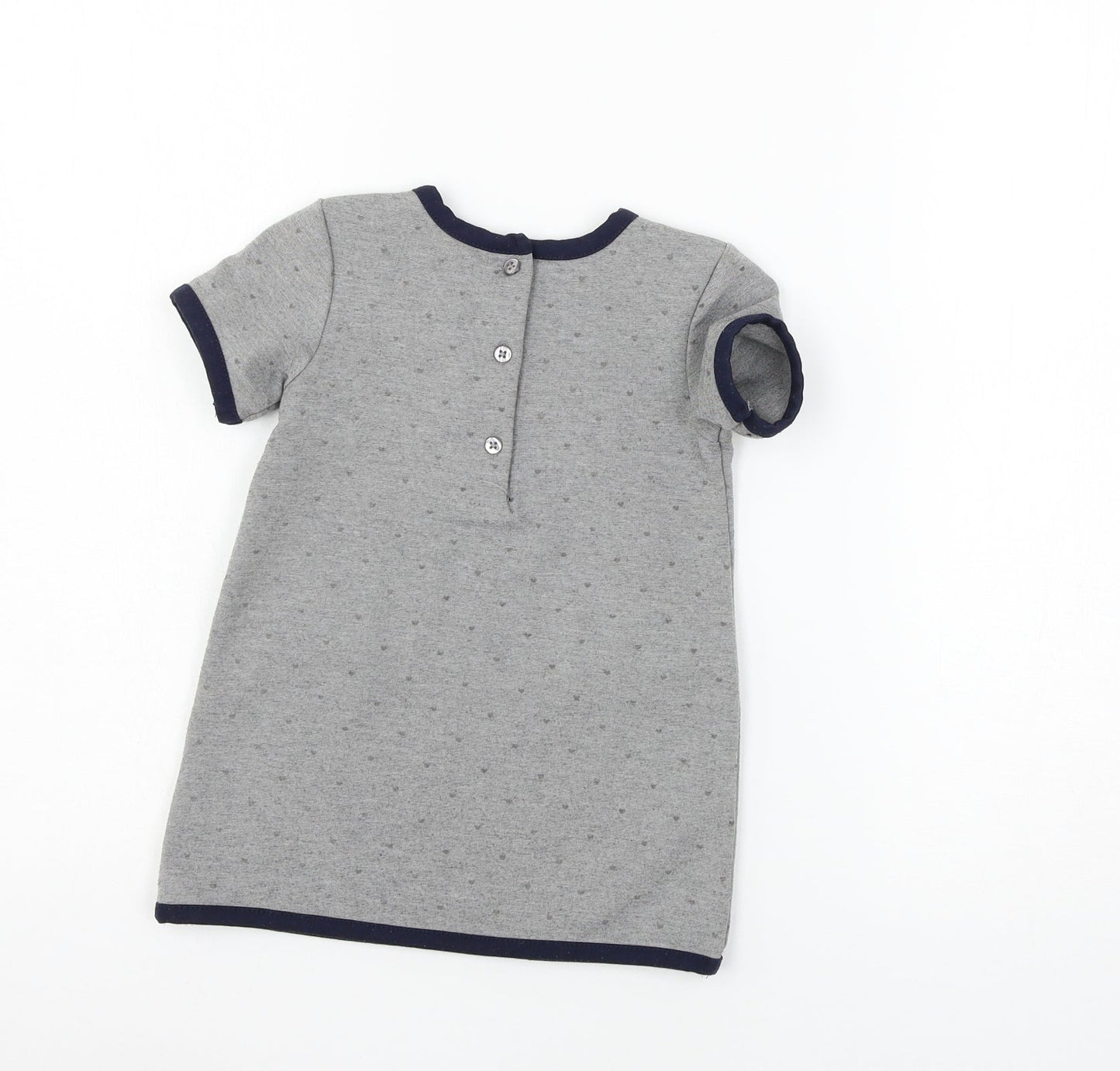 Young Dimension Girls Grey Polka Dot Jersey T-Shirt Dress  Size 12-18 Months