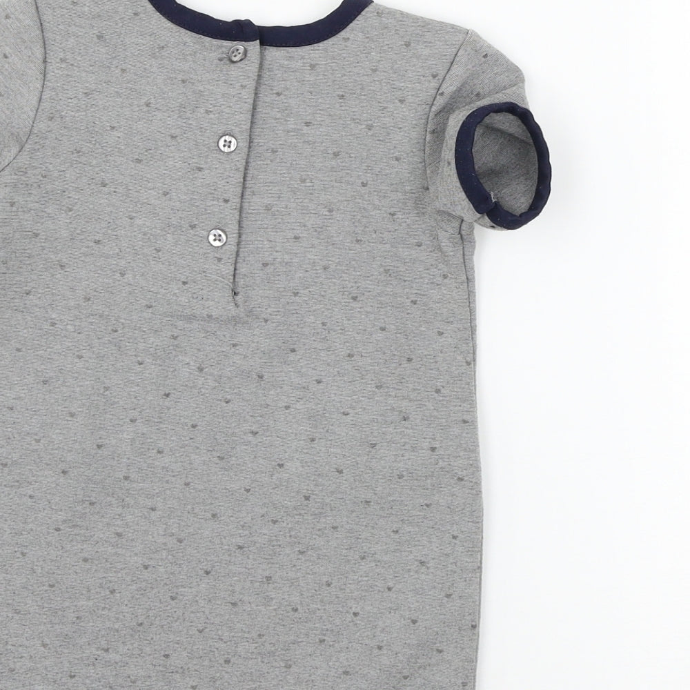 Young Dimension Girls Grey Polka Dot Jersey T-Shirt Dress  Size 12-18 Months