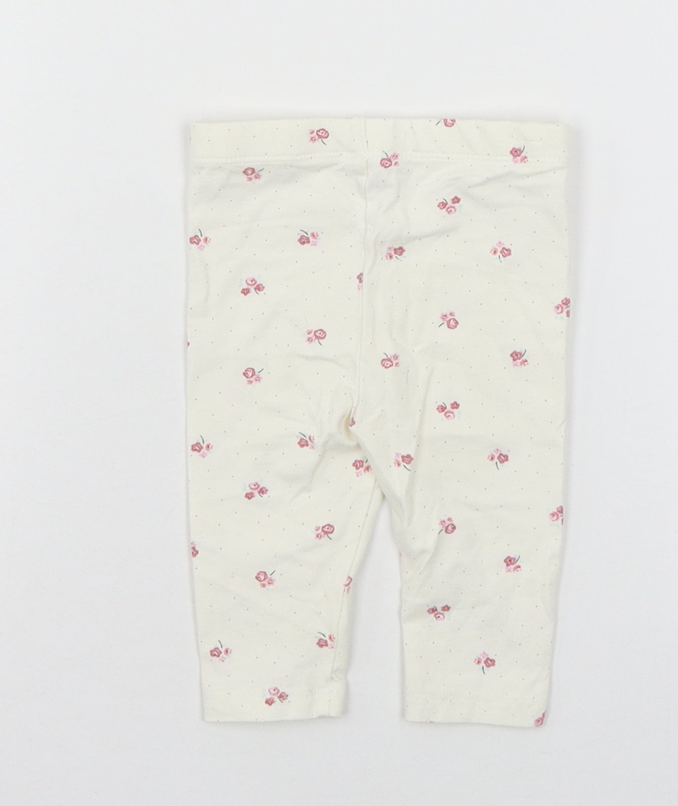 TU Girls Ivory Floral Jersey Jogger Trousers Size 3-6 Months