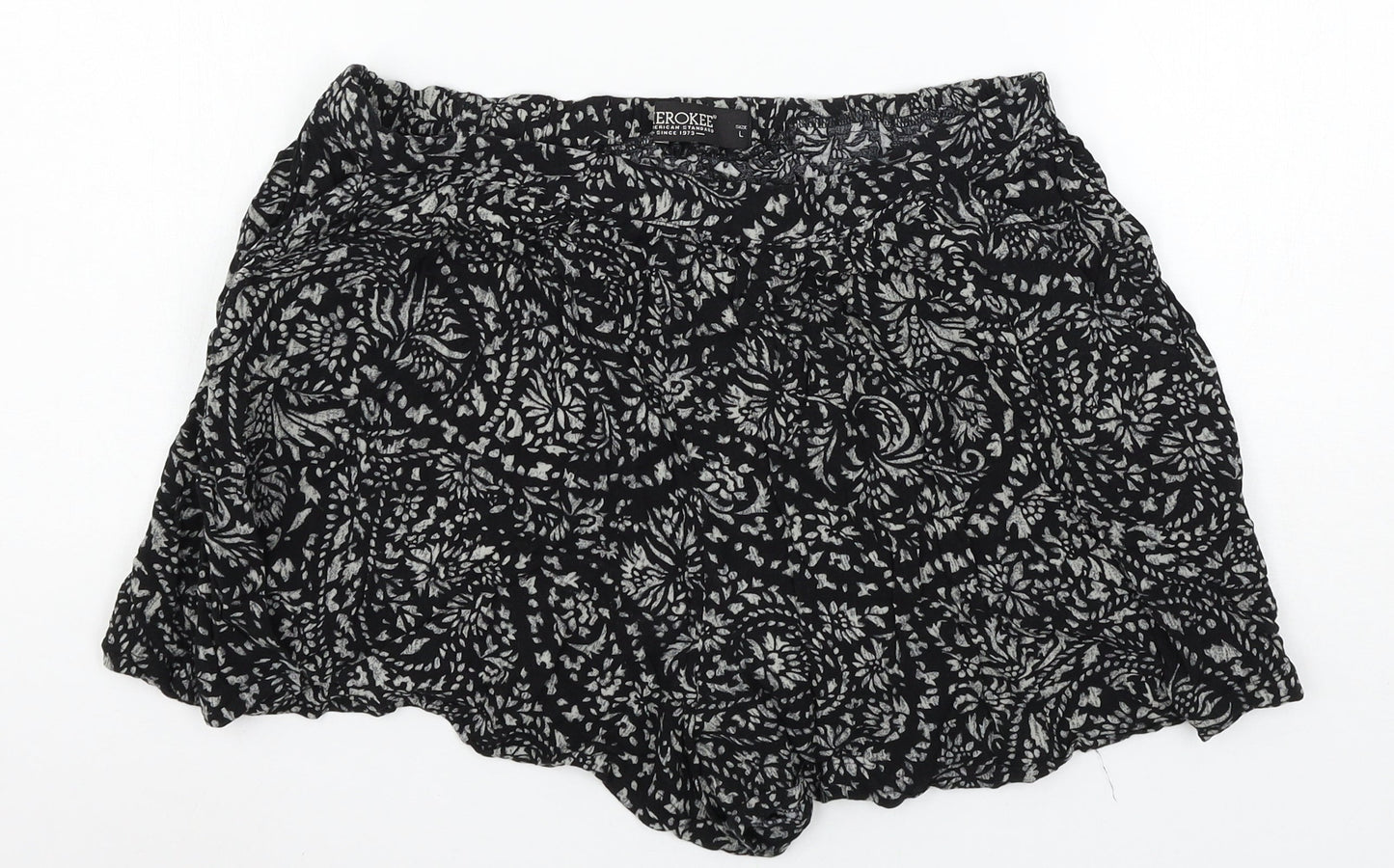 Cherokee Womens Black Geometric  Sweat Shorts Size L