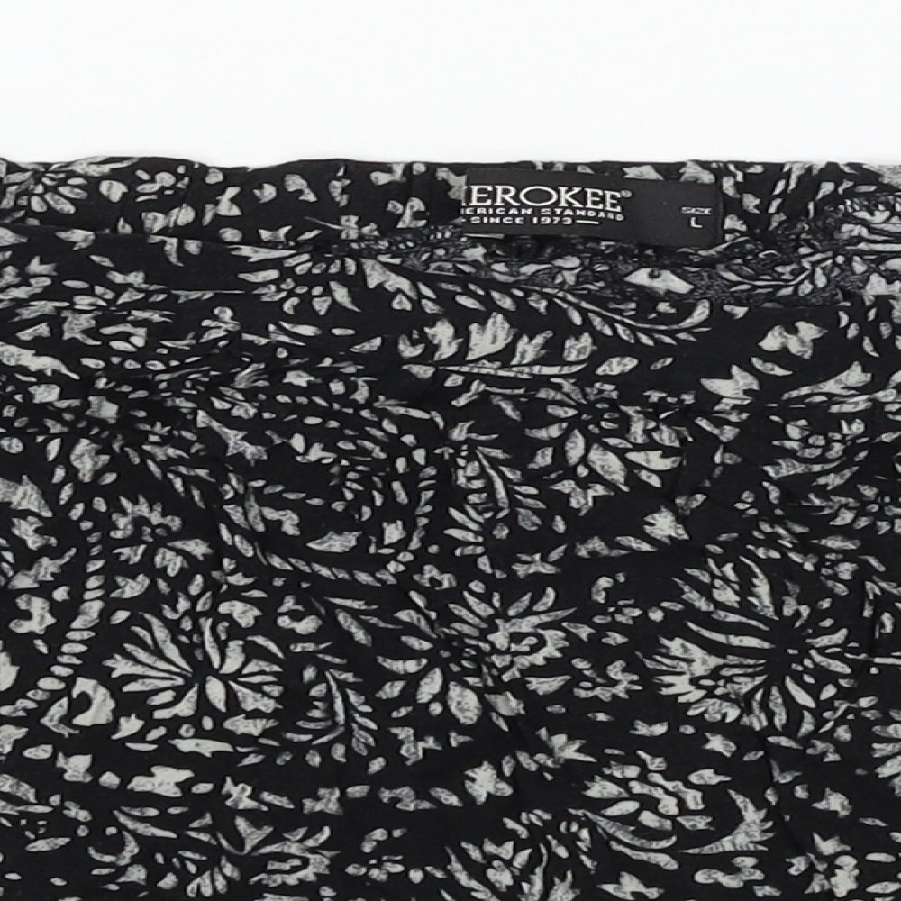 Cherokee Womens Black Geometric  Sweat Shorts Size L