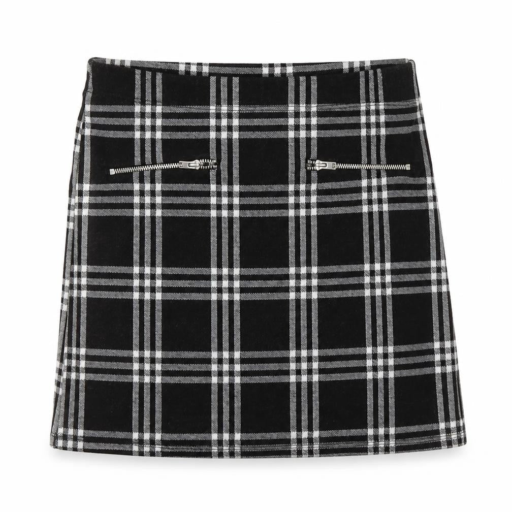Miss E-vie Girls Black Check Jersey A-Line Skirt Size 10-11 Years