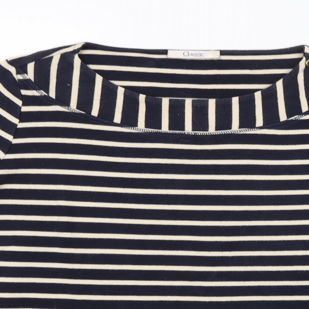 M&S Womens Blue Striped  Pullover Jumper Size 12