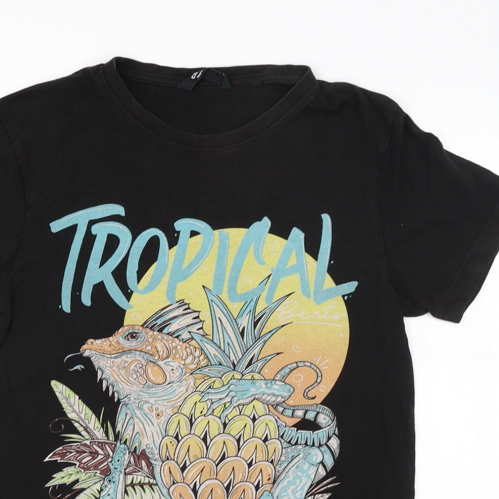 CROPP Mens Black    T-Shirt Size XS