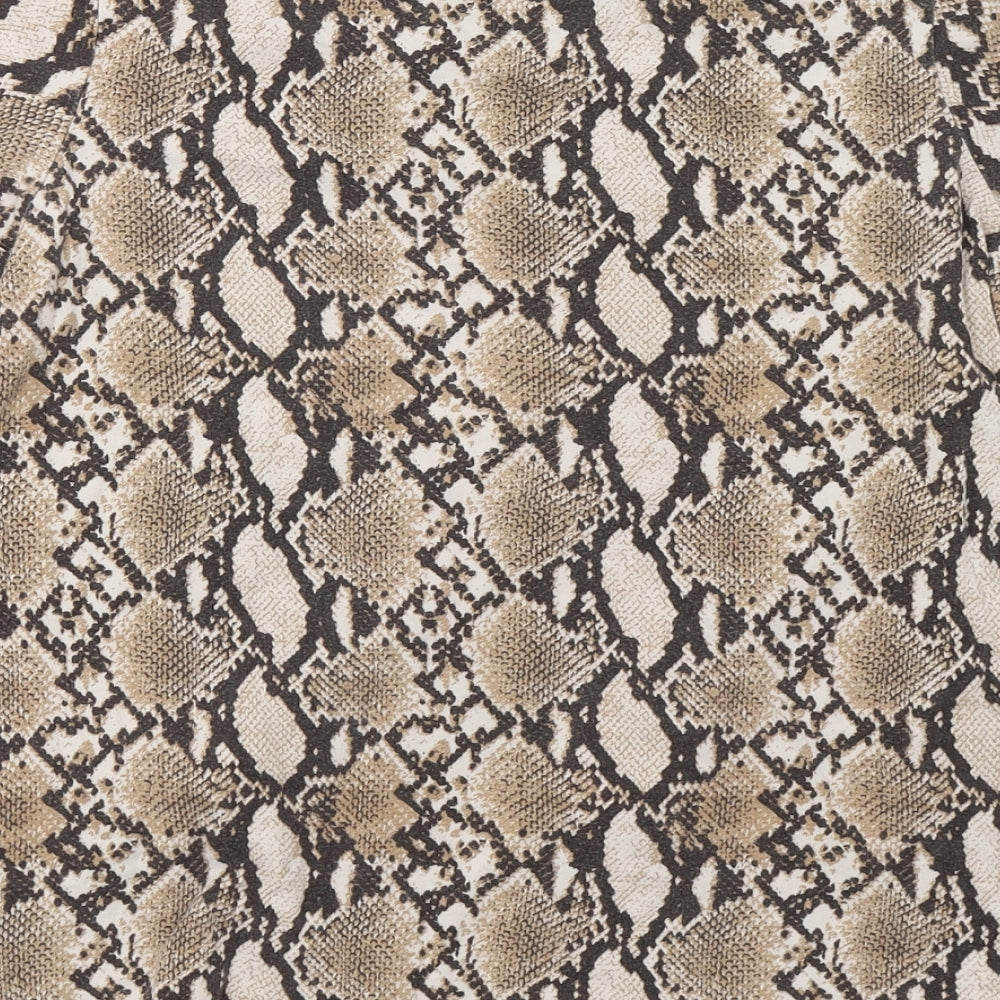 Bershka Womens Beige Animal Print  Basic Blouse Size M
