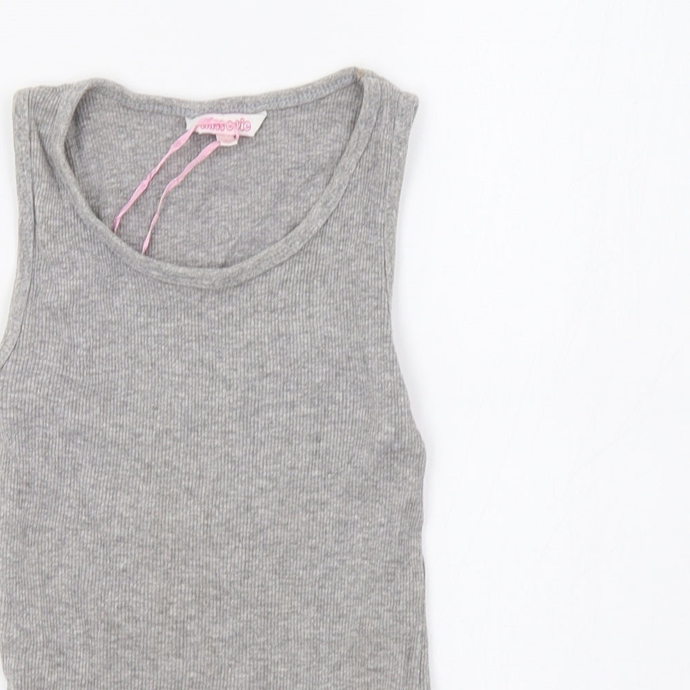 Miss E-Vie Girls Grey   Basic Tank Size 7-8 Years