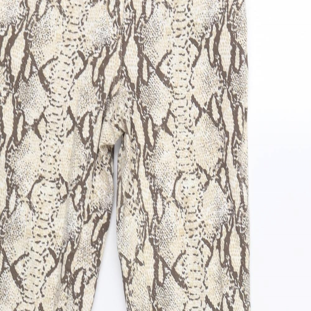 H&M Womens Beige Animal Print  Trousers  Size 8 L30 in