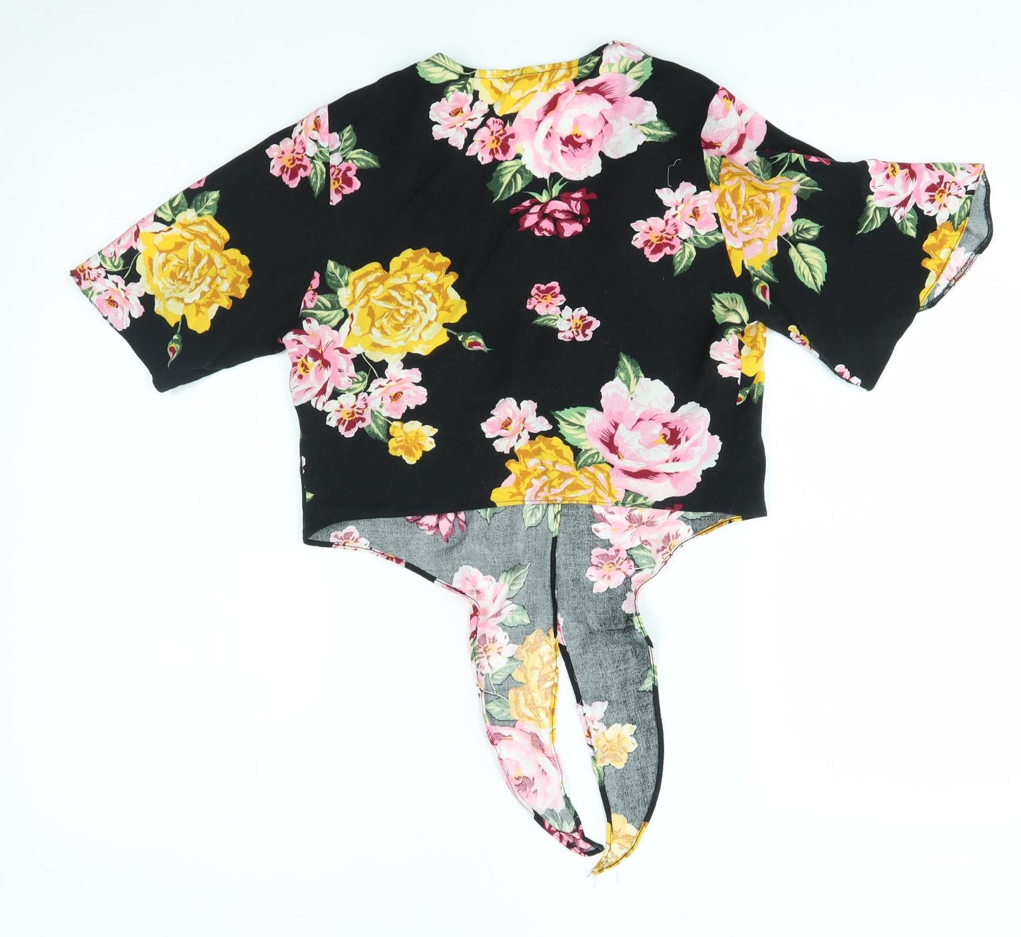 Miss Selfridge Womens Black Floral  Basic Button-Up Size 8