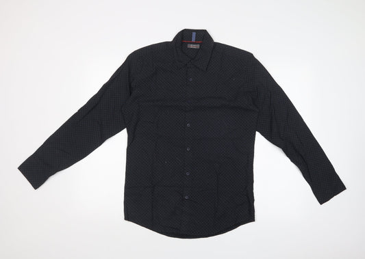 Matalan Mens Blue Geometric   Dress Shirt Size S
