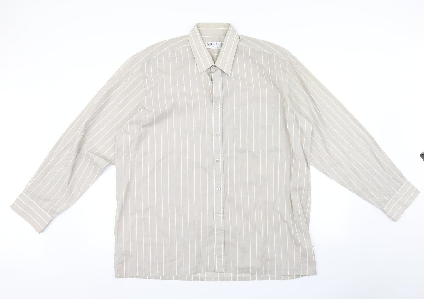 MC Mens Brown Striped   Button-Up Size 17