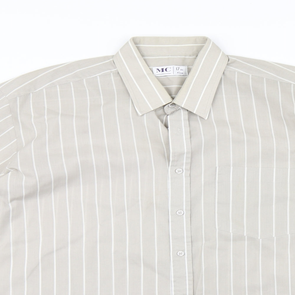 MC Mens Brown Striped   Button-Up Size 17