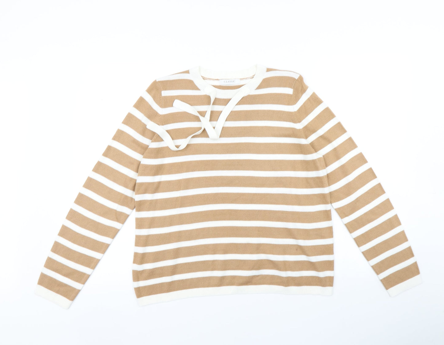 Marks and Spencer Womens Beige Striped  Pullover Jumper Size 12
