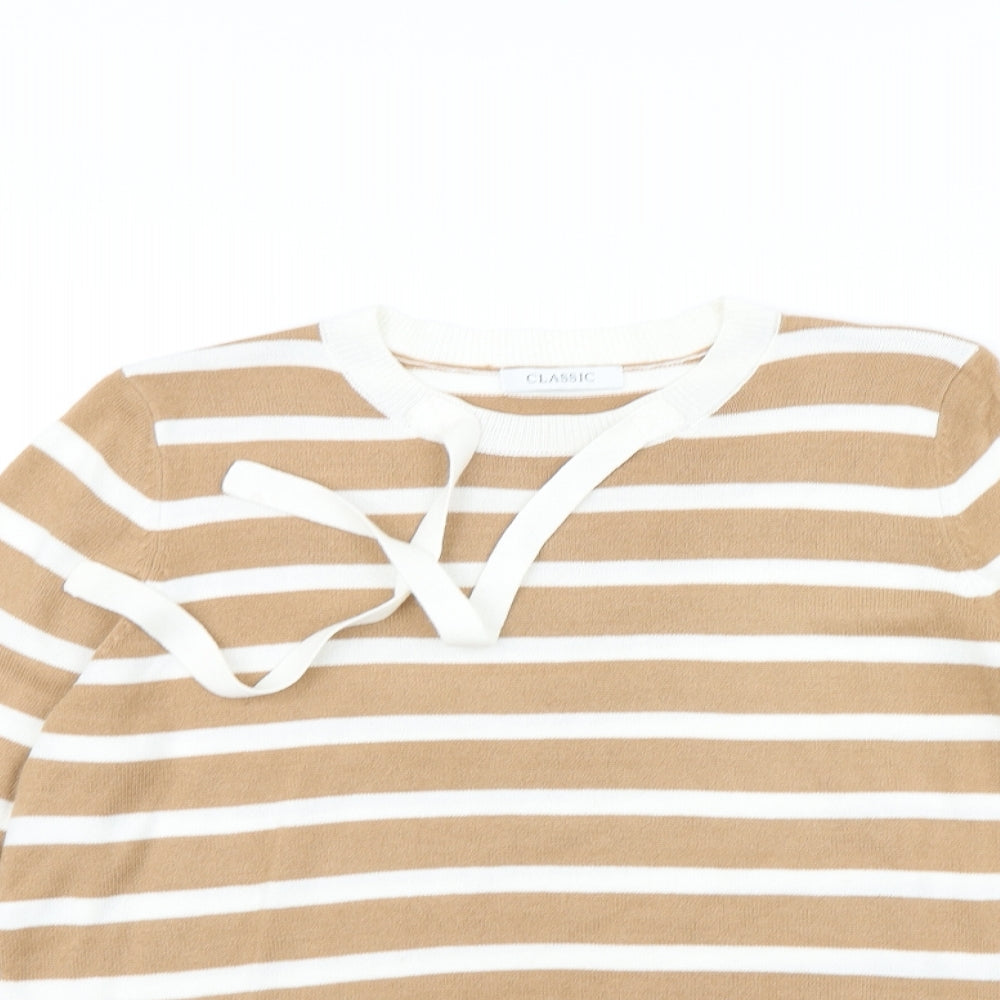 Marks and Spencer Womens Beige Striped  Pullover Jumper Size 12