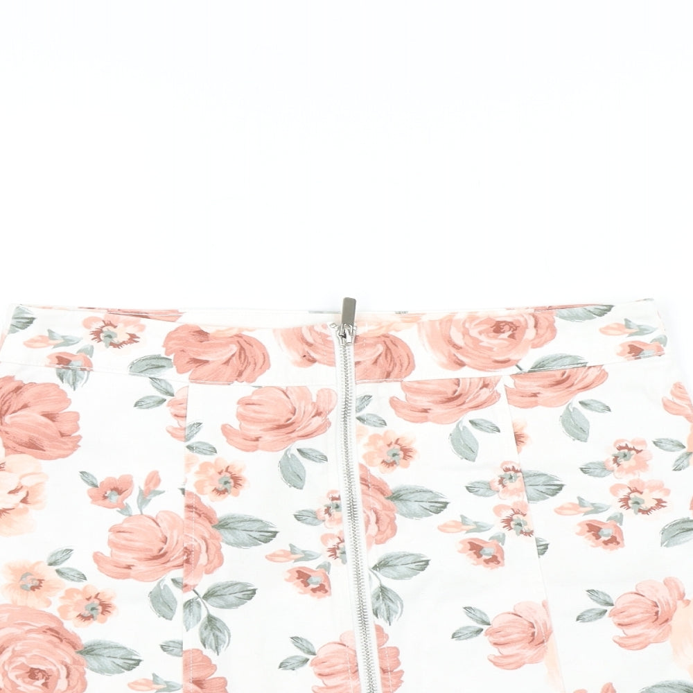 FOREVER 21 Womens Pink Floral  Mini Skirt Size L