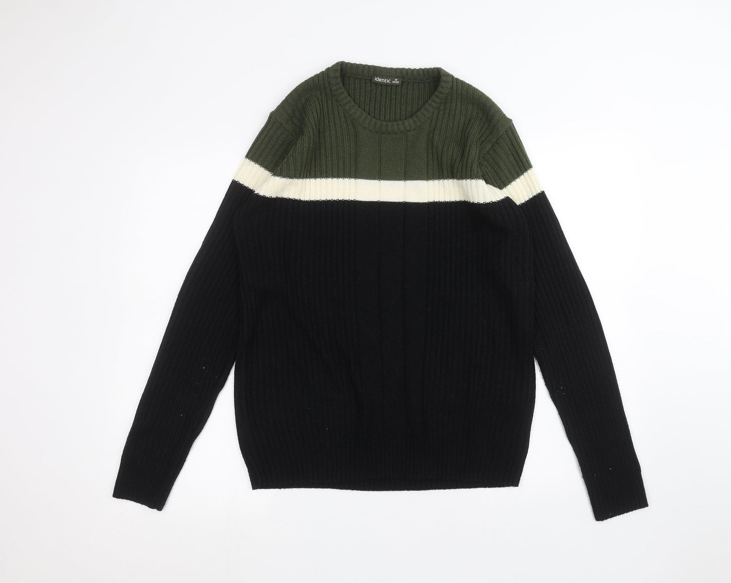 Identic Mens Black   Pullover Jumper Size M