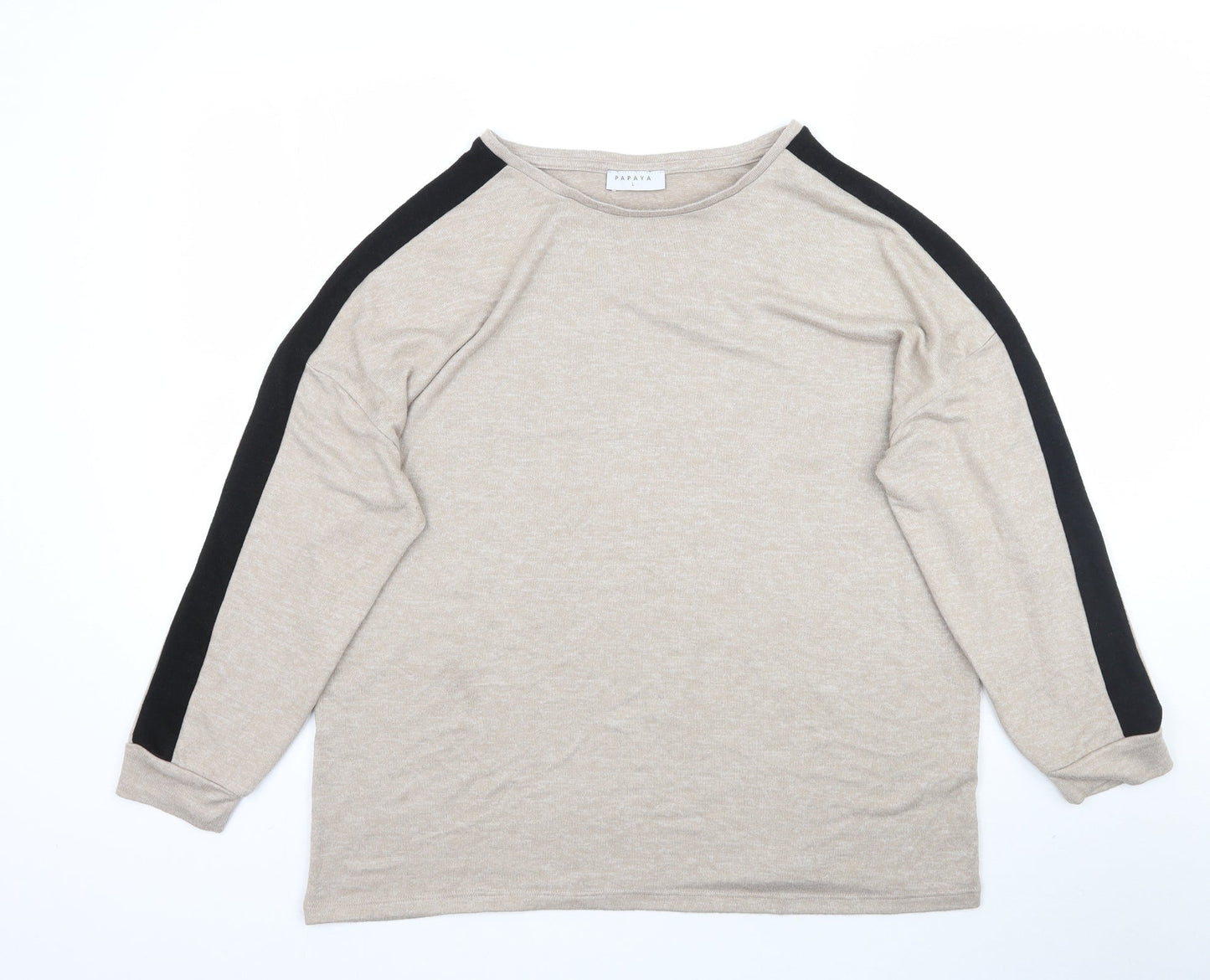 Papaya Womens Beige  Knit Pullover Jumper Size L