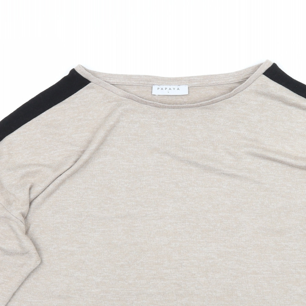Papaya Womens Beige  Knit Pullover Jumper Size L