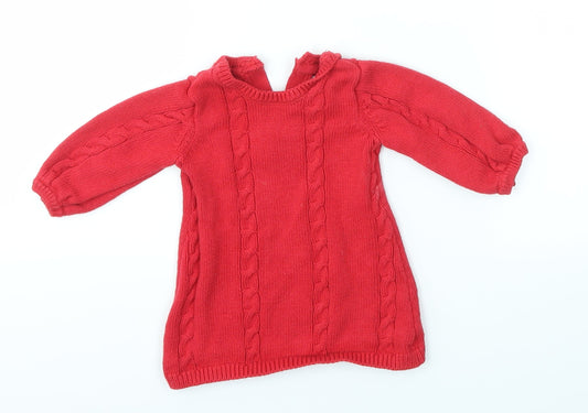 F&F Girls Red   Jumper Dress  Size 0-3 Months