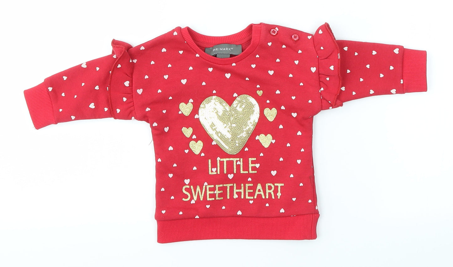 Primark Baby Red   Pullover Jumper Size 0-3 Months