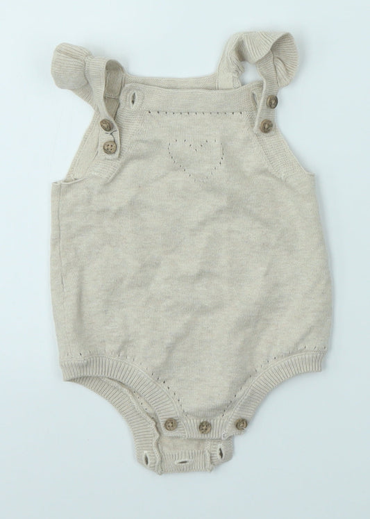 TU Baby Beige   Dungaree One-Piece Size 0-3 Months