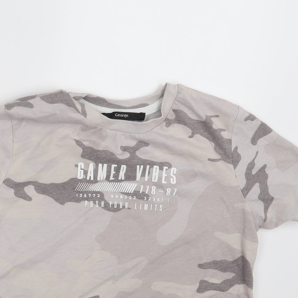 George Boys Beige Camouflage  Basic T-Shirt Size 7-8 Years