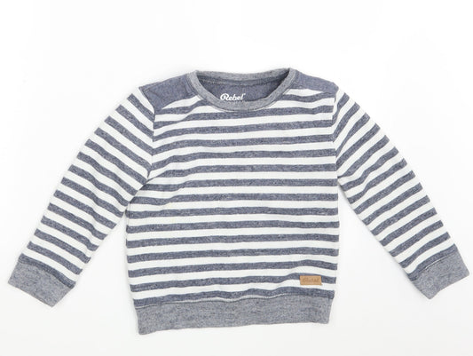 Rebel Boys White Striped  Pullover Sweatshirt Size 6-7 Years