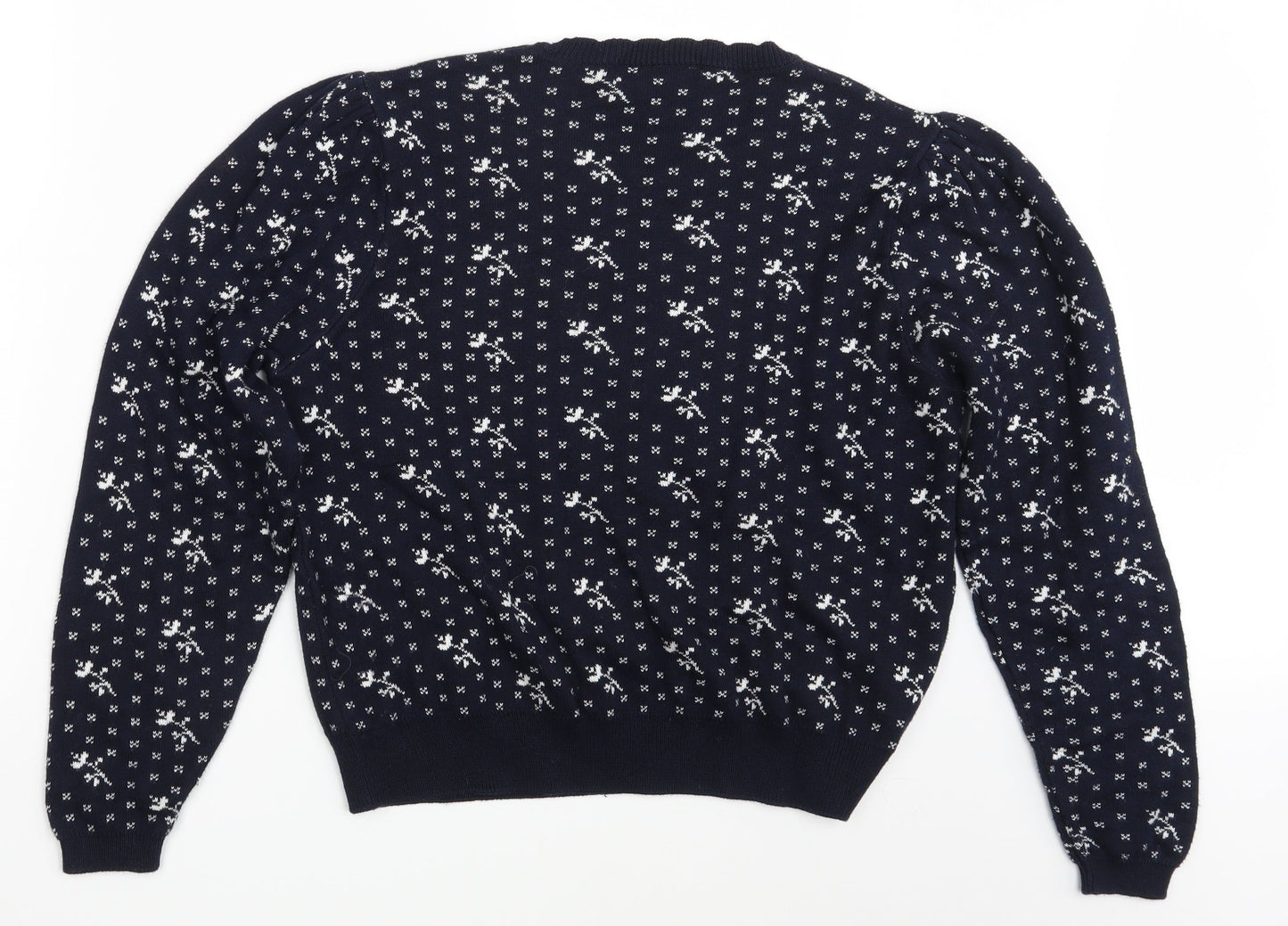 M&S Womens Blue Floral  Pullover Jumper Size 18