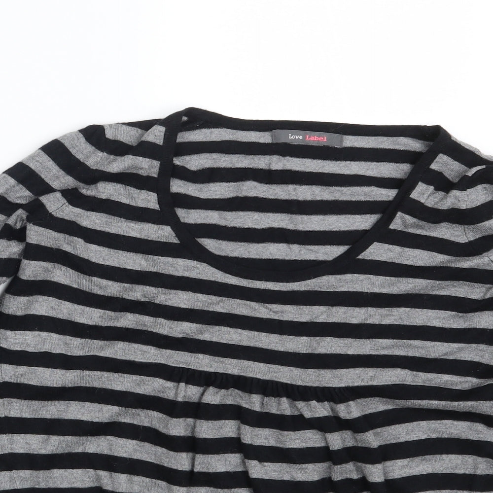 Love Label Womens Grey Striped  Pullover Sweatshirt Size 8