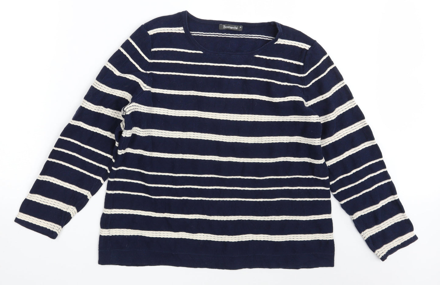Bonmarché Womens Blue Striped  Pullover Jumper Size M