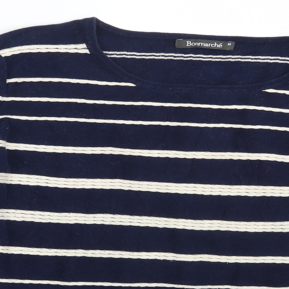 Bonmarché Womens Blue Striped  Pullover Jumper Size M